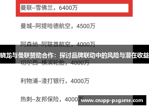 骁龙与曼联赞助合作:探讨品牌联动中的风险与潜在收益 骁龙与曼联赞助合作:探讨品牌联动中的风险与潜在收益